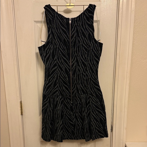 Free People Black & Gray Chenille Zebra Print Mini Dress - Picture 5 of 11